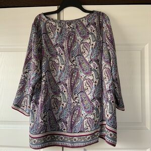 J. Jill Women’s Adara Violet Paisley Faux Wrapped-back top/blouse - size XL